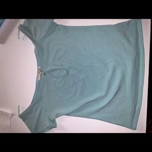 light Blue Keyhole/Off The Shoulder Shirt